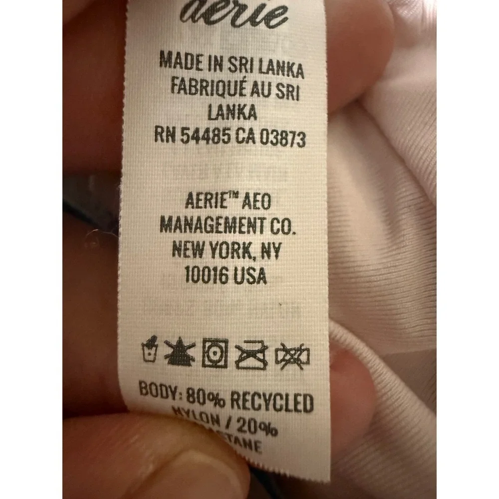 Aerie Floral Scoop Back Square Neck Bikini Top Tie Back Blue Size Large